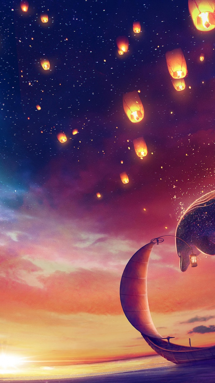 Обои Дельфин, небо, музыка, китообразных, белых в разрешении 720x1280