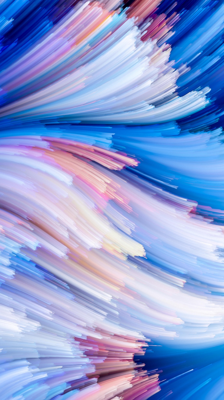 Обои абстрактное искусство, живопись, фреска, синий, волна в разрешении 750x1334