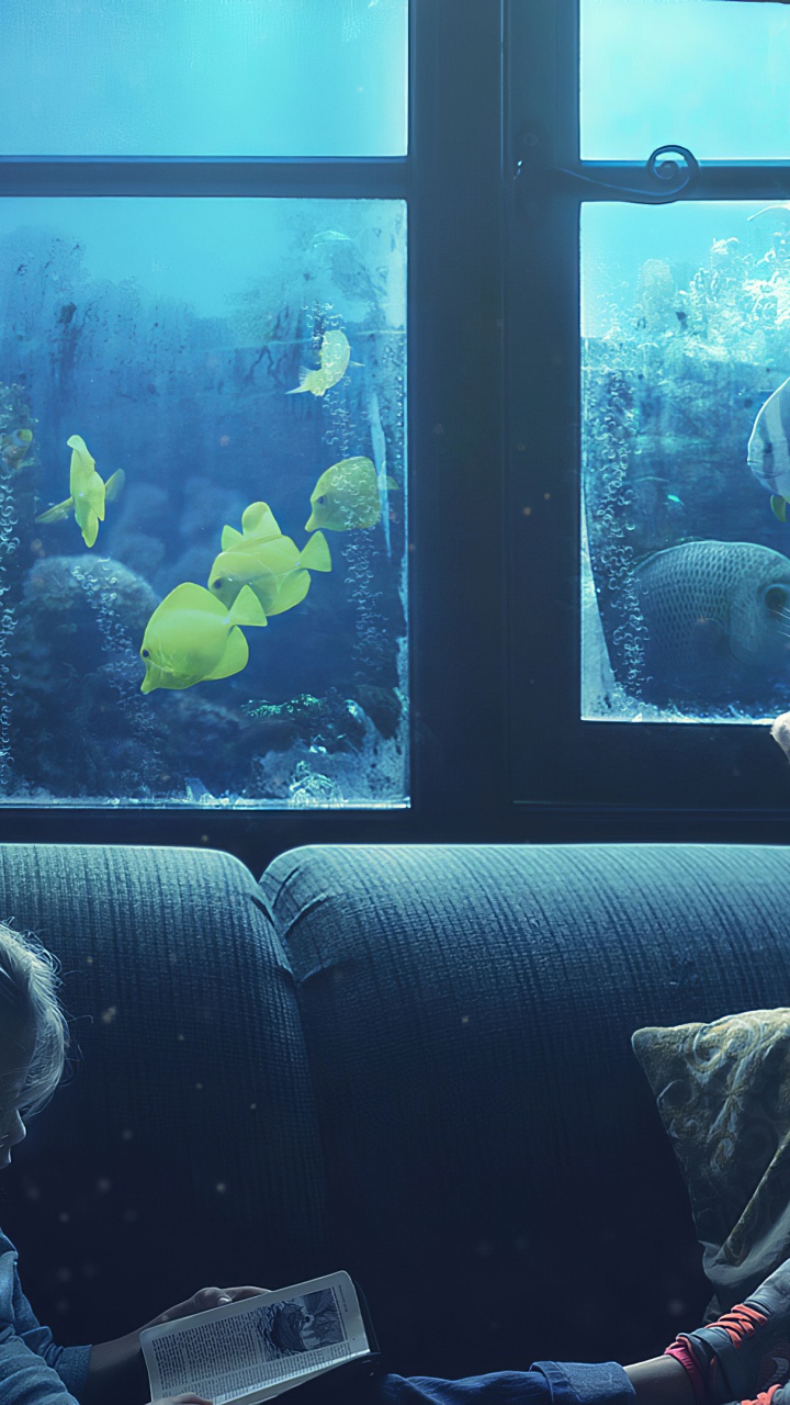 Обои 5 секунд лета, цифровое искусство, вода, окно, синий в разрешении 720x1280