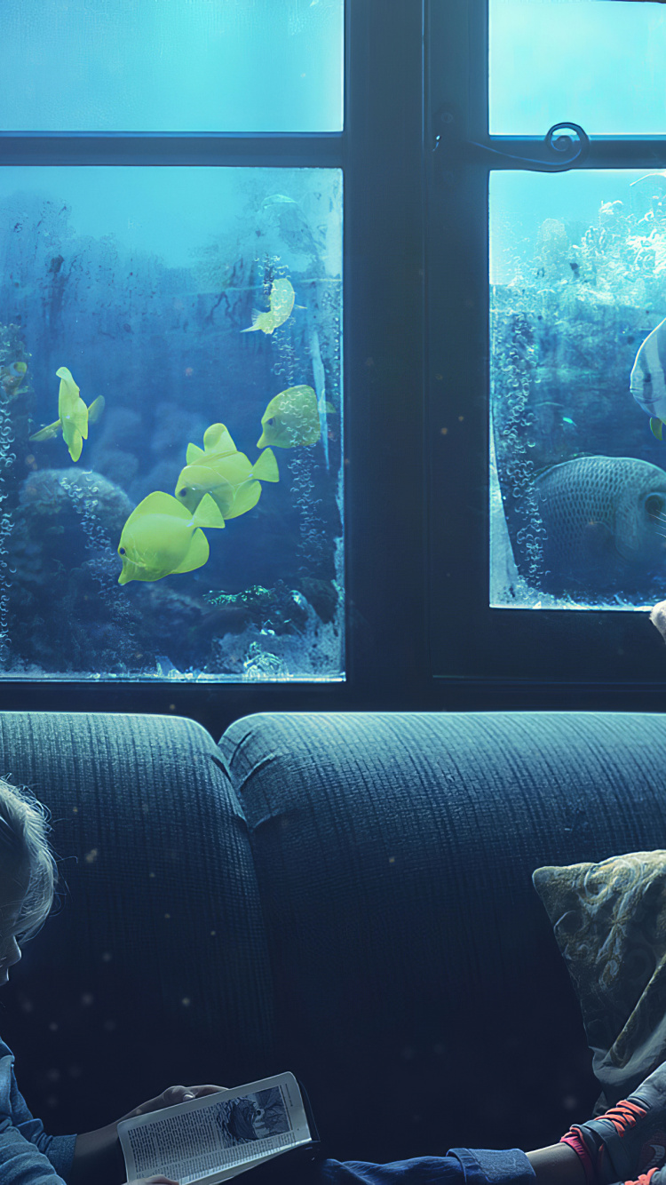 Обои 5 секунд лета, цифровое искусство, вода, окно, синий в разрешении 750x1334