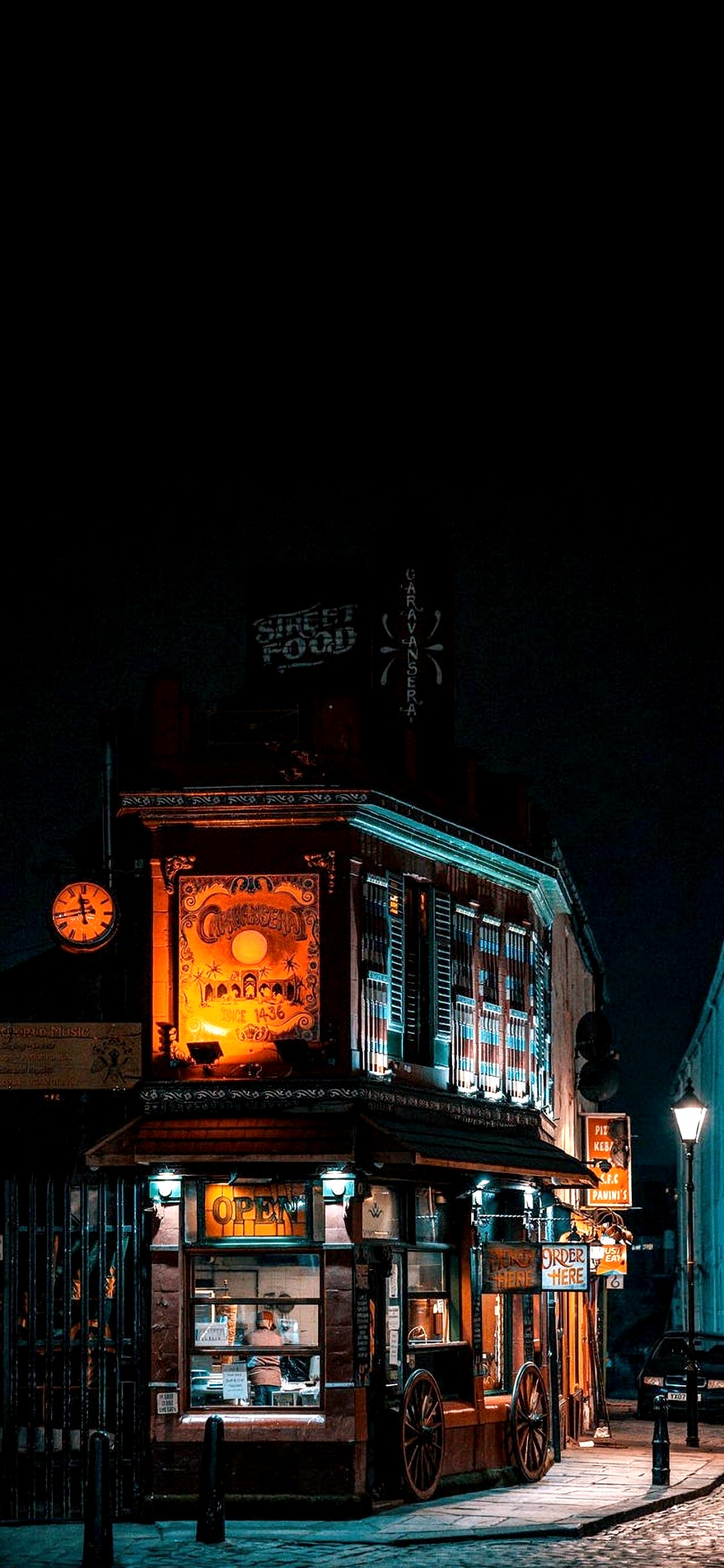 Обои ночь, Лидс, архитектура, здание, окно в разрешении 1125x2436