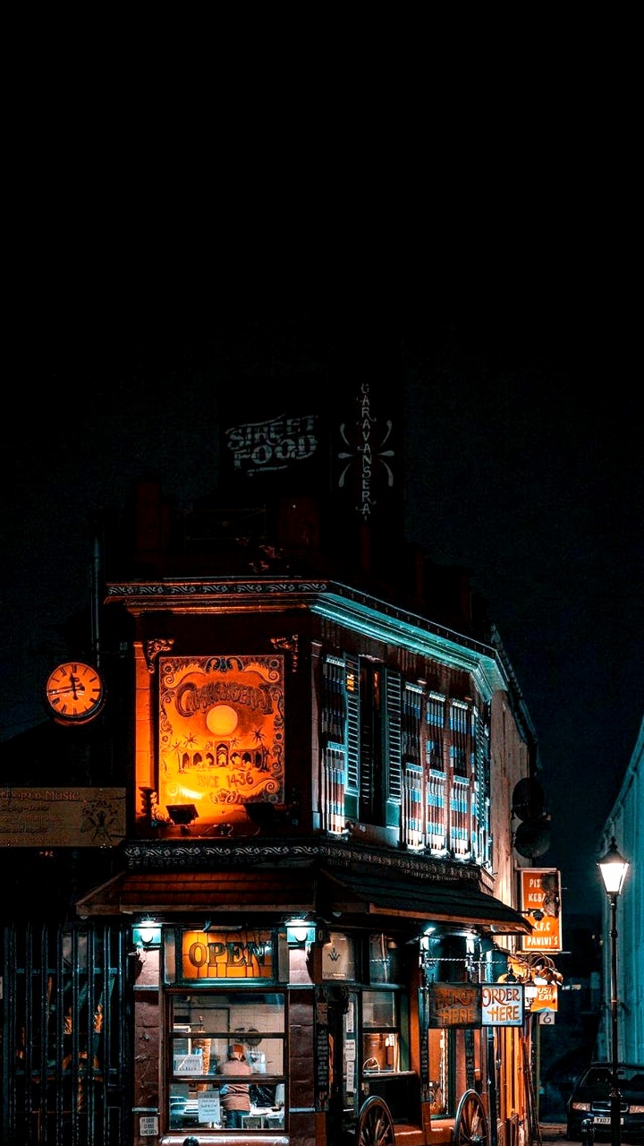 Обои ночь, Лидс, архитектура, здание, окно в разрешении 720x1280