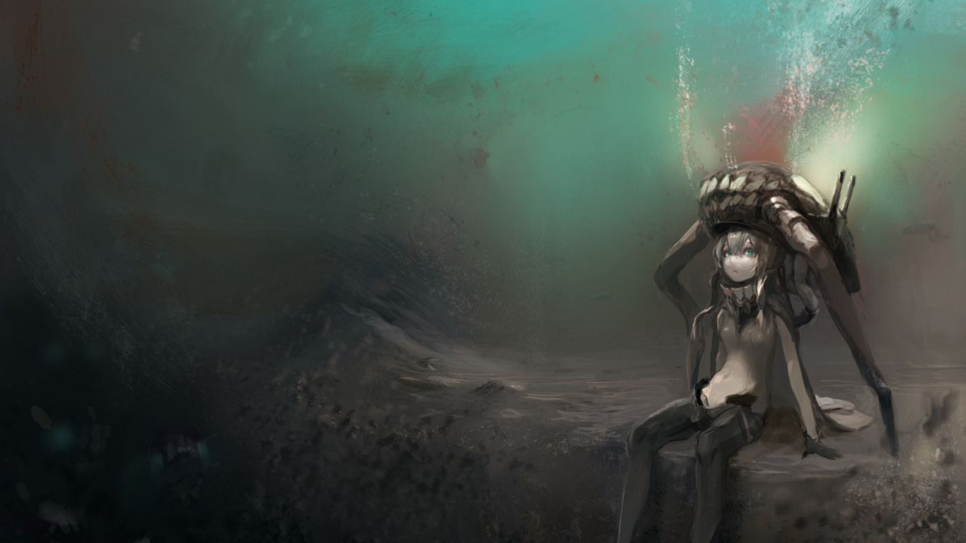 Обои коллекция kantai, морская биология, спецэффекты, девушка, море в разрешении 1366x768