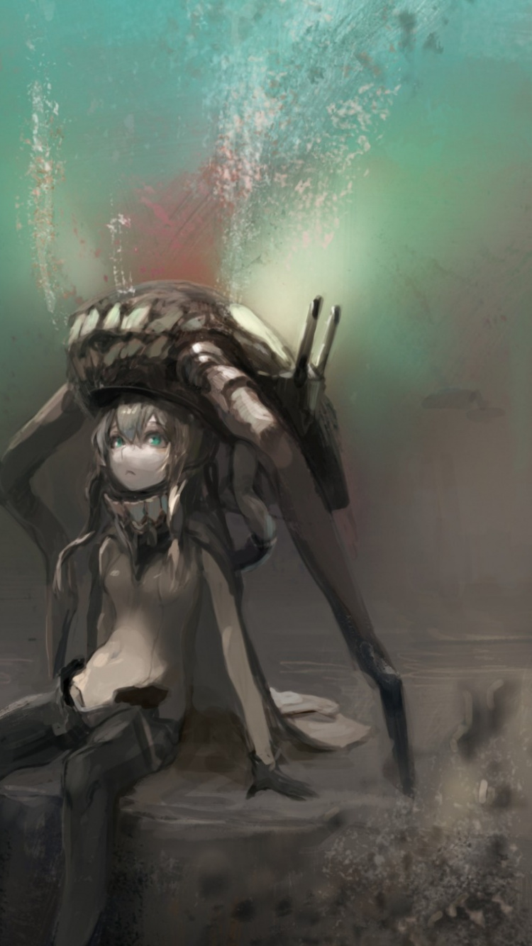 Обои коллекция kantai, морская биология, спецэффекты, девушка, море в разрешении 750x1334