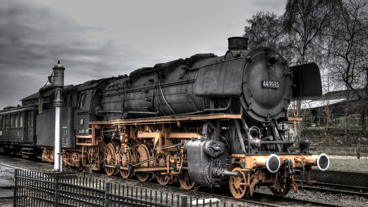 Обои транспорт, паровой двигатель, электровоз, железная дорога, поезд в разрешении 1280x720