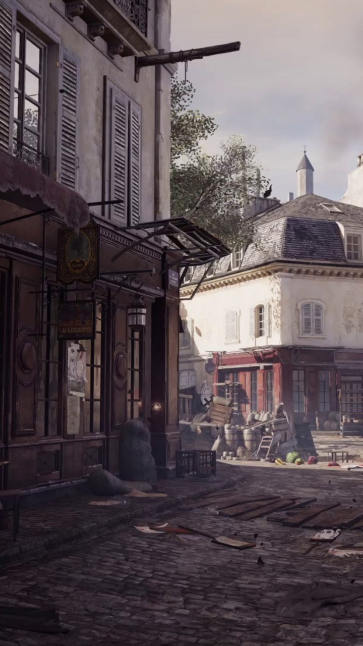 Обои assassins creed unity, assassins creed syndicate, ubisoft, playstation 4, улица в разрешении 720x1280