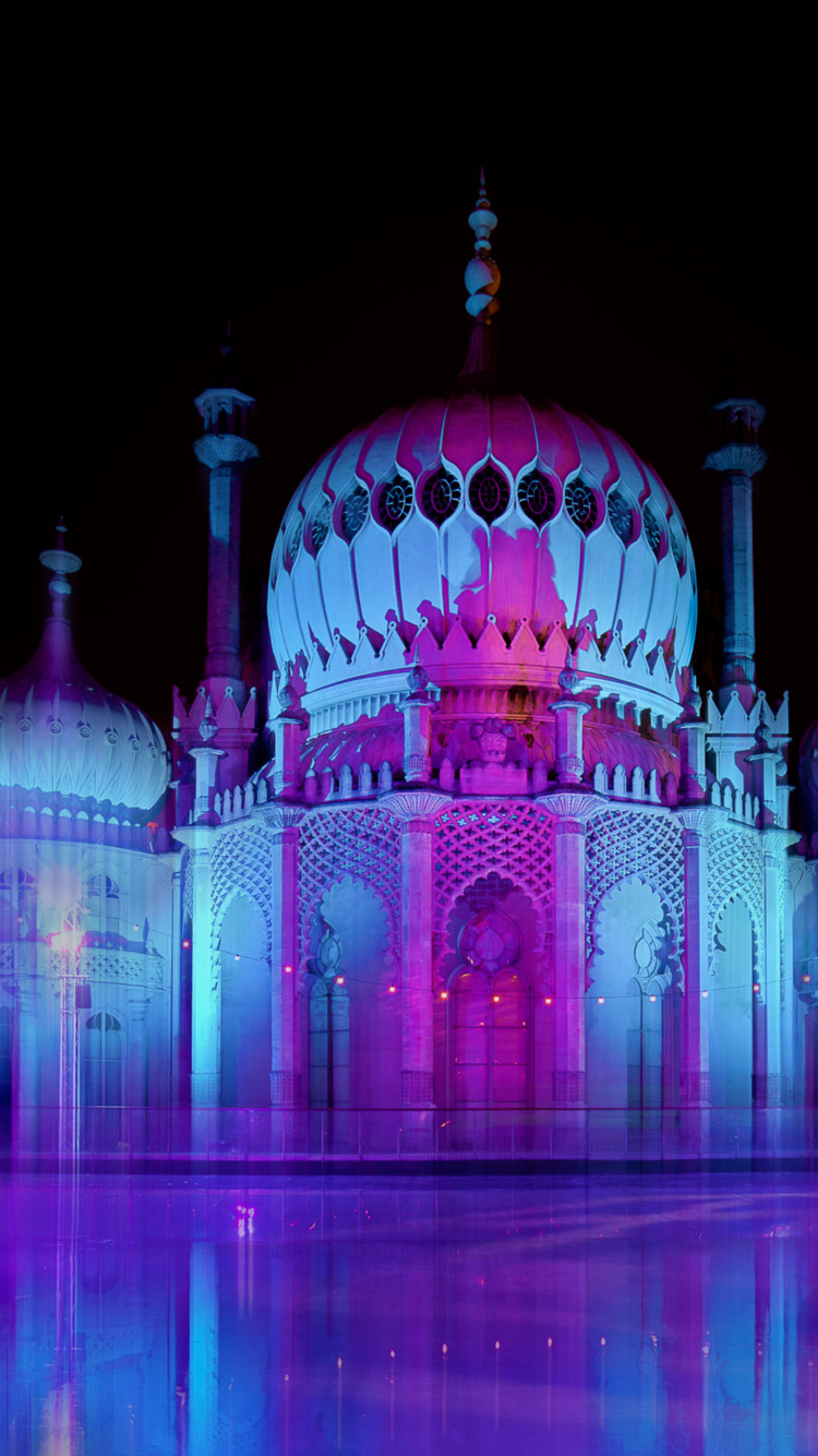 Обои архитектура, ориентир, пурпур, розовый, отражение в разрешении 750x1334