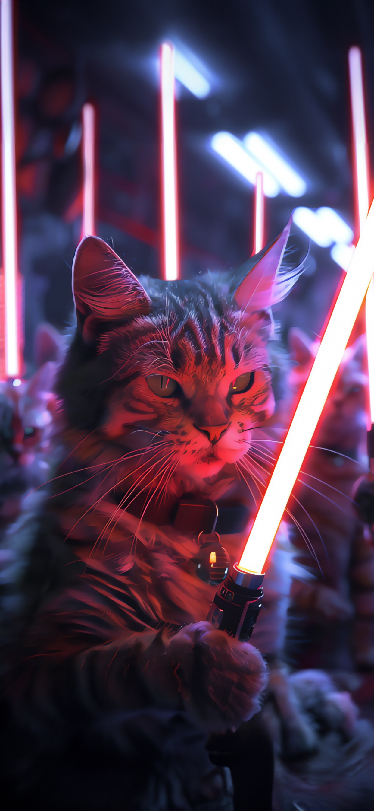 Обои кот, свет, кошачьих, пурпур, кошки малого и среднего размера в разрешении 1242x2688