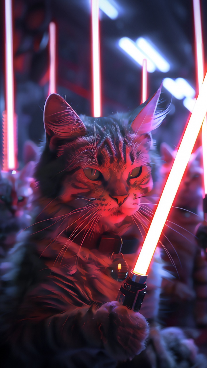 Обои кот, свет, кошачьих, пурпур, кошки малого и среднего размера в разрешении 720x1280