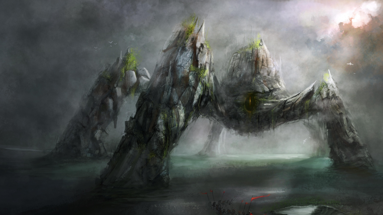 Обои подземелья драконов, природа, пейзаж, живопись, водоток в разрешении 1280x720