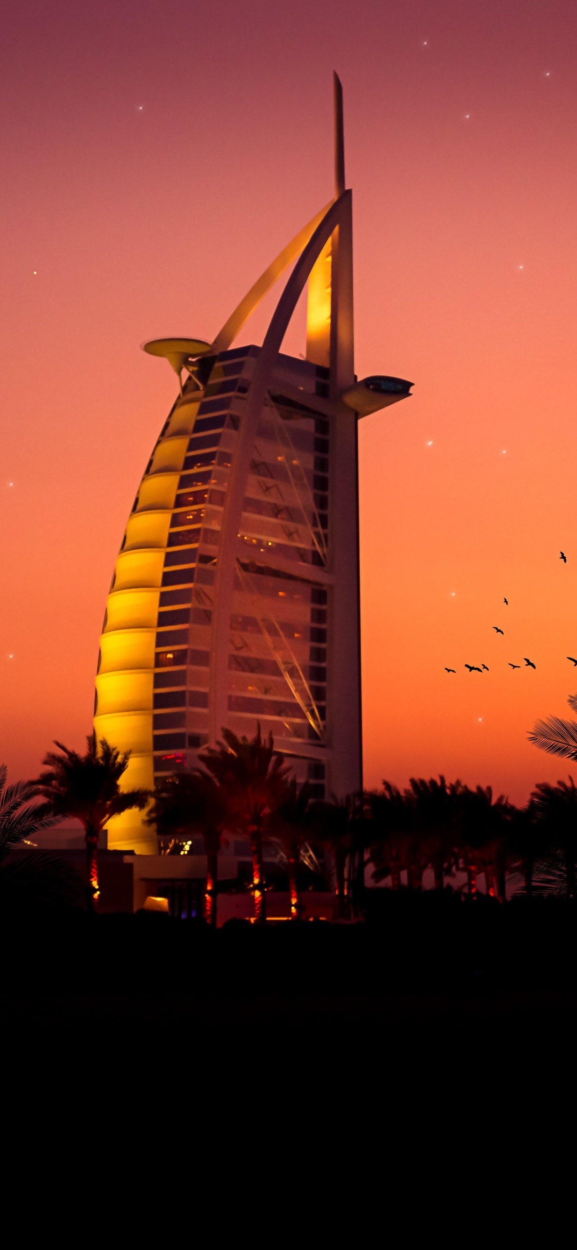 Обои Дубай, Бурдж Аль араб, Бурдж Халифа, Хотел, атмосфера в разрешении 1125x2436