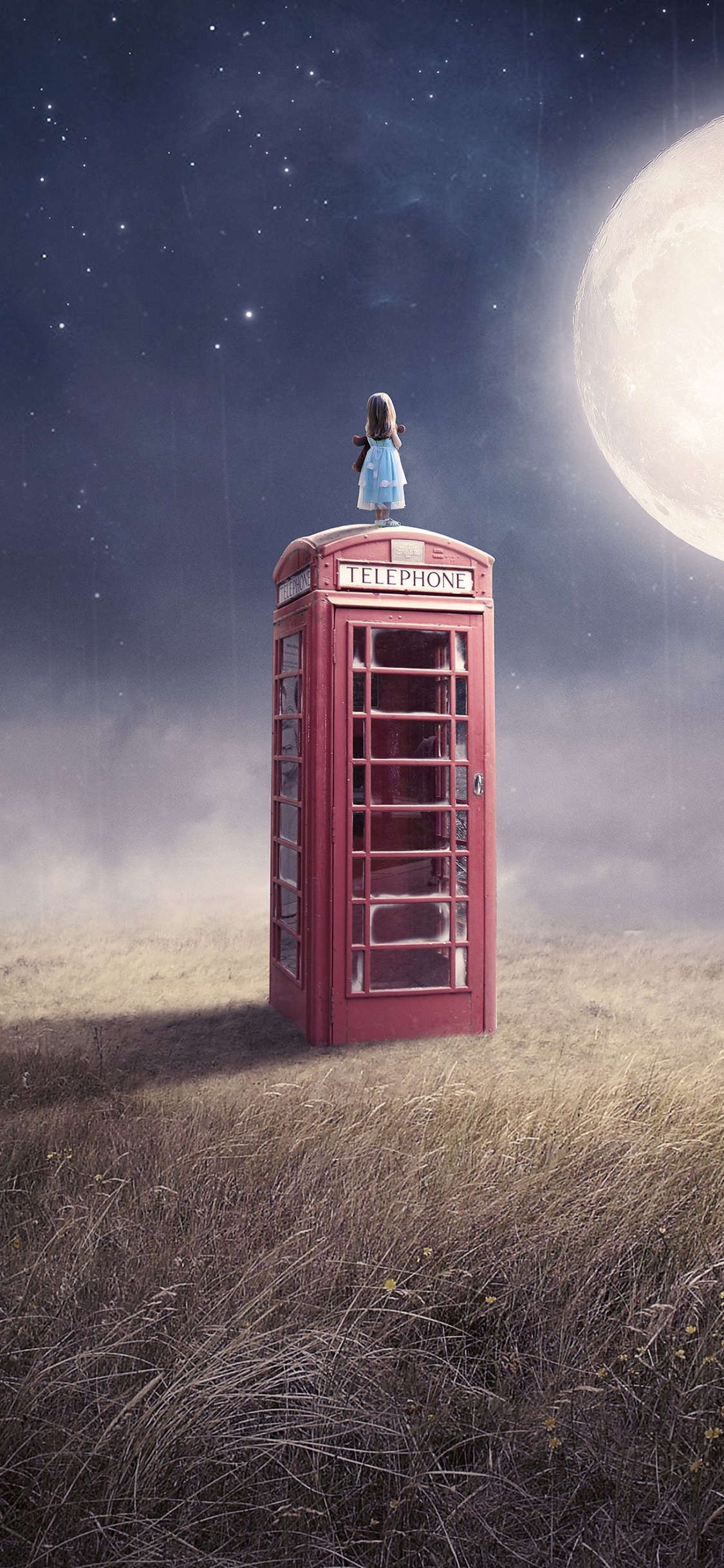 Обои арт, атмосфера, экорегион, природа, луна в разрешении 1125x2436