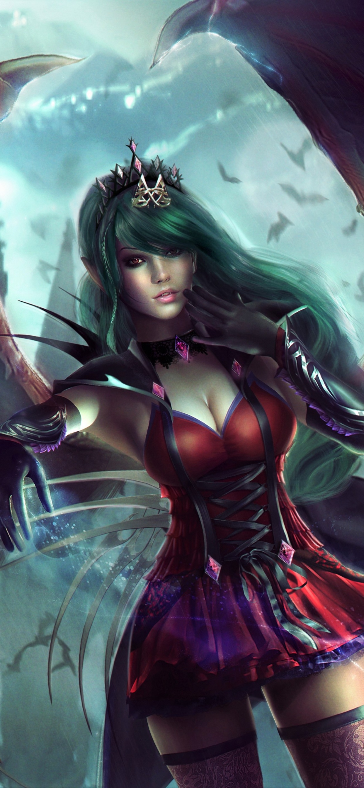 Обои вампир, арт, иллюстрация, мифическое существо, аниме в разрешении 1242x2688