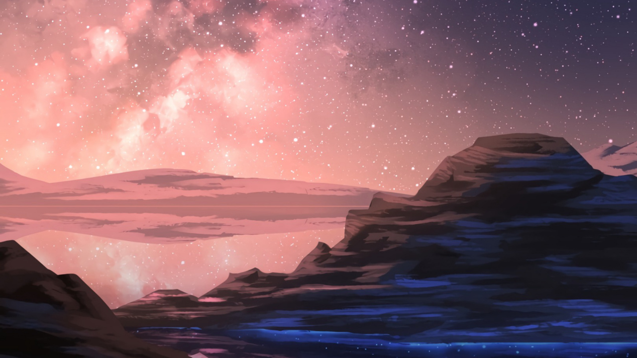 Обои атмосфера, Галактика, пурпур, ночь, Астрономия в разрешении 1280x720