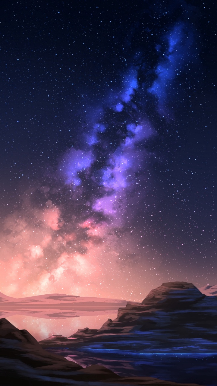 Обои атмосфера, Галактика, пурпур, ночь, Астрономия в разрешении 720x1280