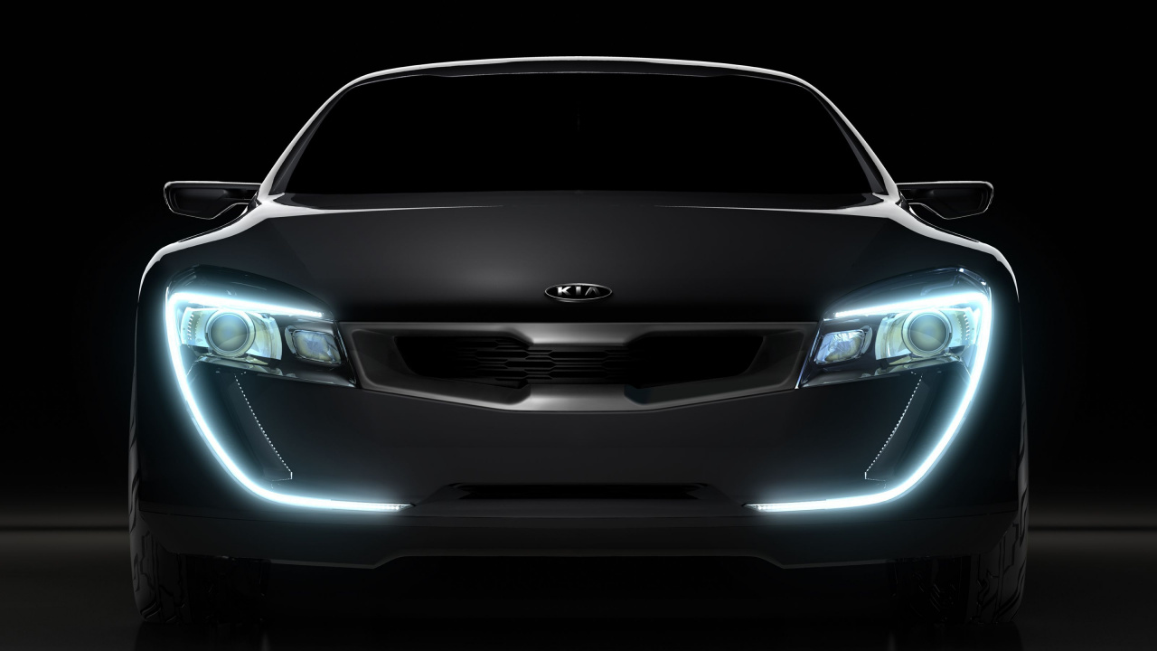 Обои Kia Motors, авто, спорткар, международный автосалон в Германии, автомобильное освещение в разрешении 1280x720