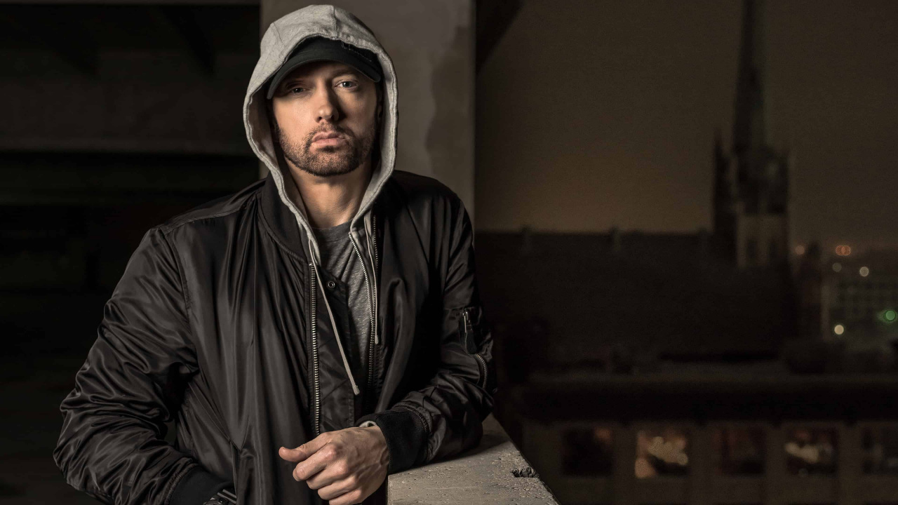 Обои eminem, реппер, волосы на лице, музыкальная индустрия, камикадзе в разрешении 1280x720