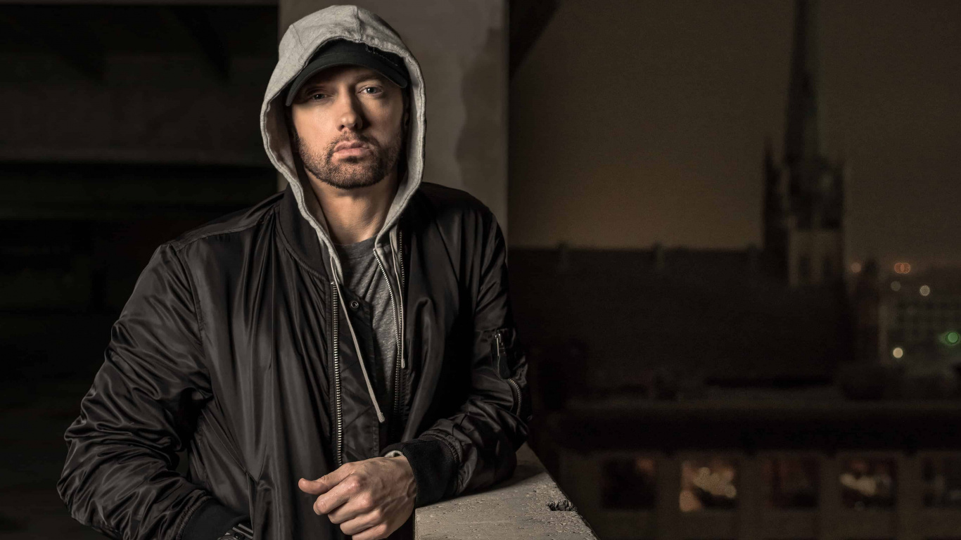 Обои eminem, реппер, волосы на лице, музыкальная индустрия, камикадзе в разрешении 1366x768