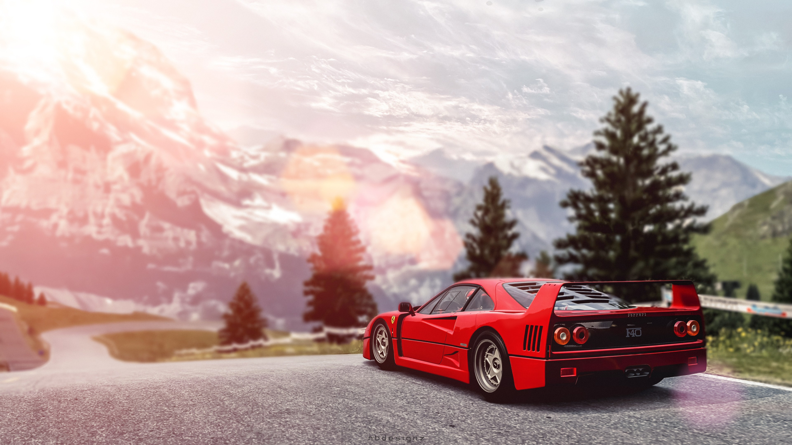 Обои Феррари ф40, авто, спорткар, Ferrari, красный цвет в разрешении 2560x1440