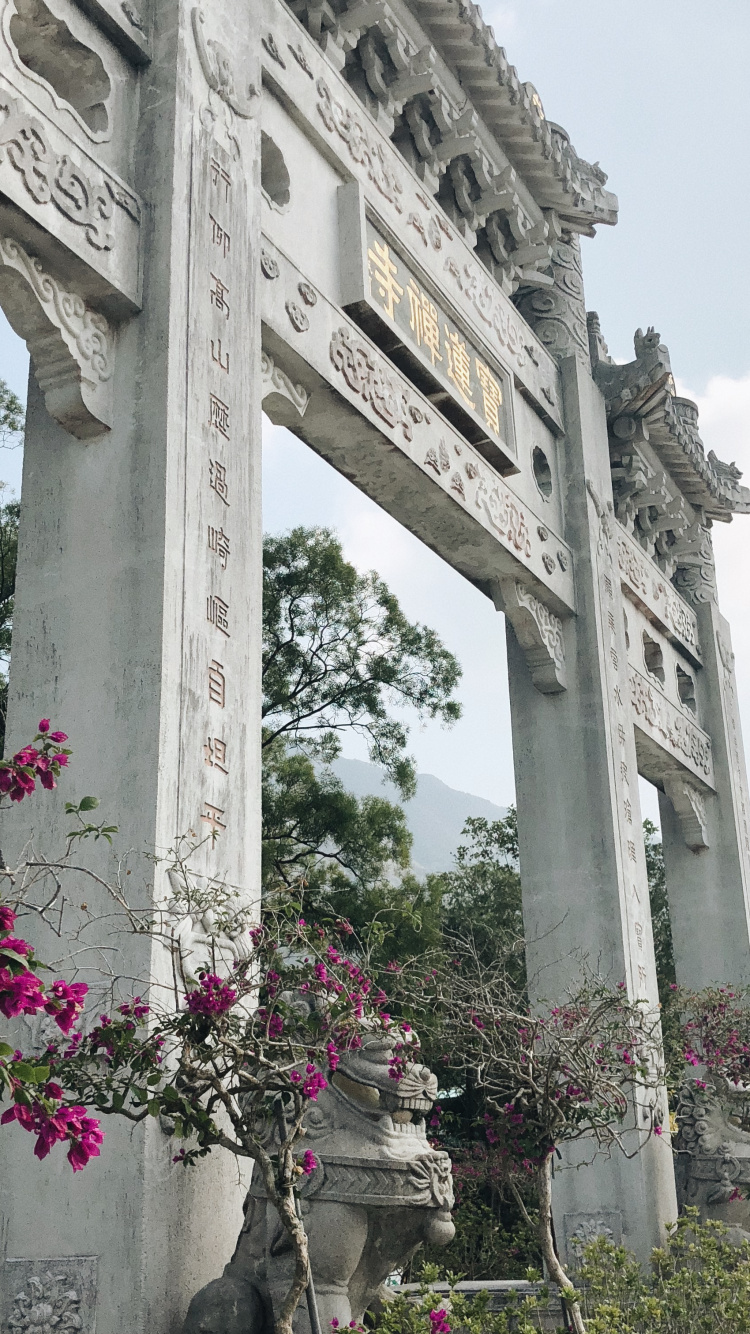 Обои столбец, весна, памятник, сад, Древний римской архитектуры в разрешении 750x1334