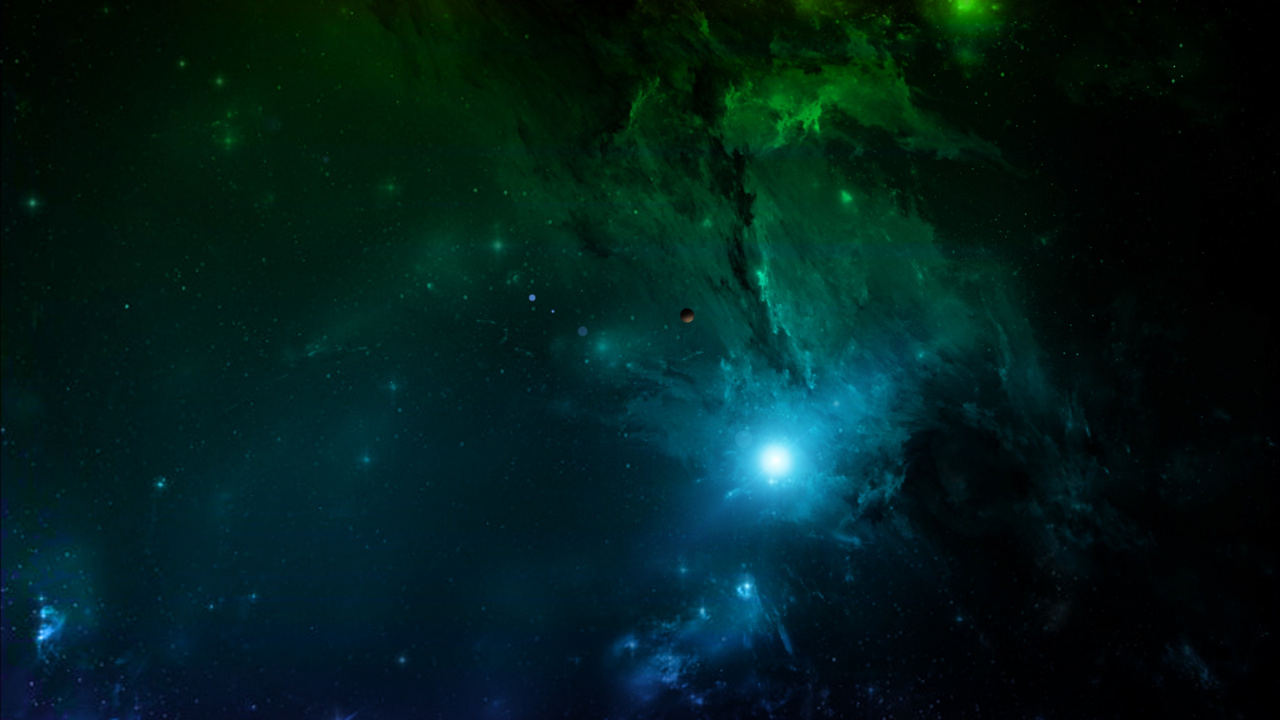 Обои зеленый, синий, астрономический объект, космическое пространство, свет в разрешении 1280x720