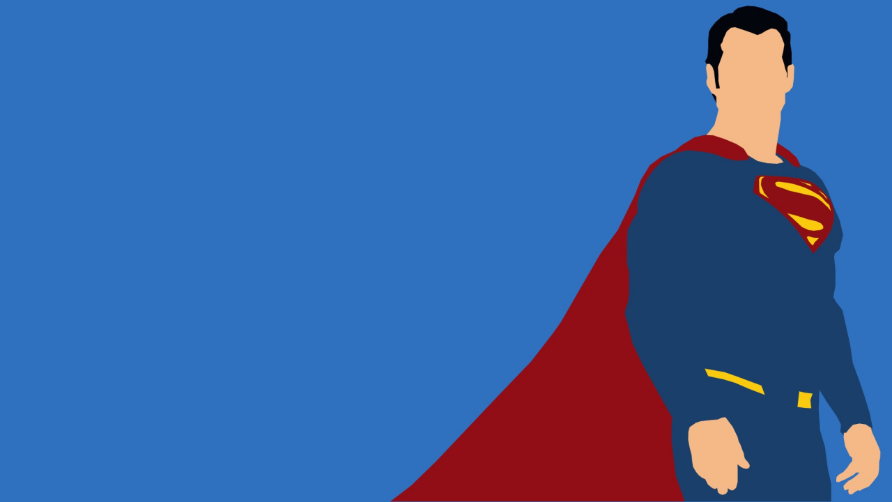 Обои Супермен, супергерой, синий, стояние, верхняя одежда в разрешении 1280x720
