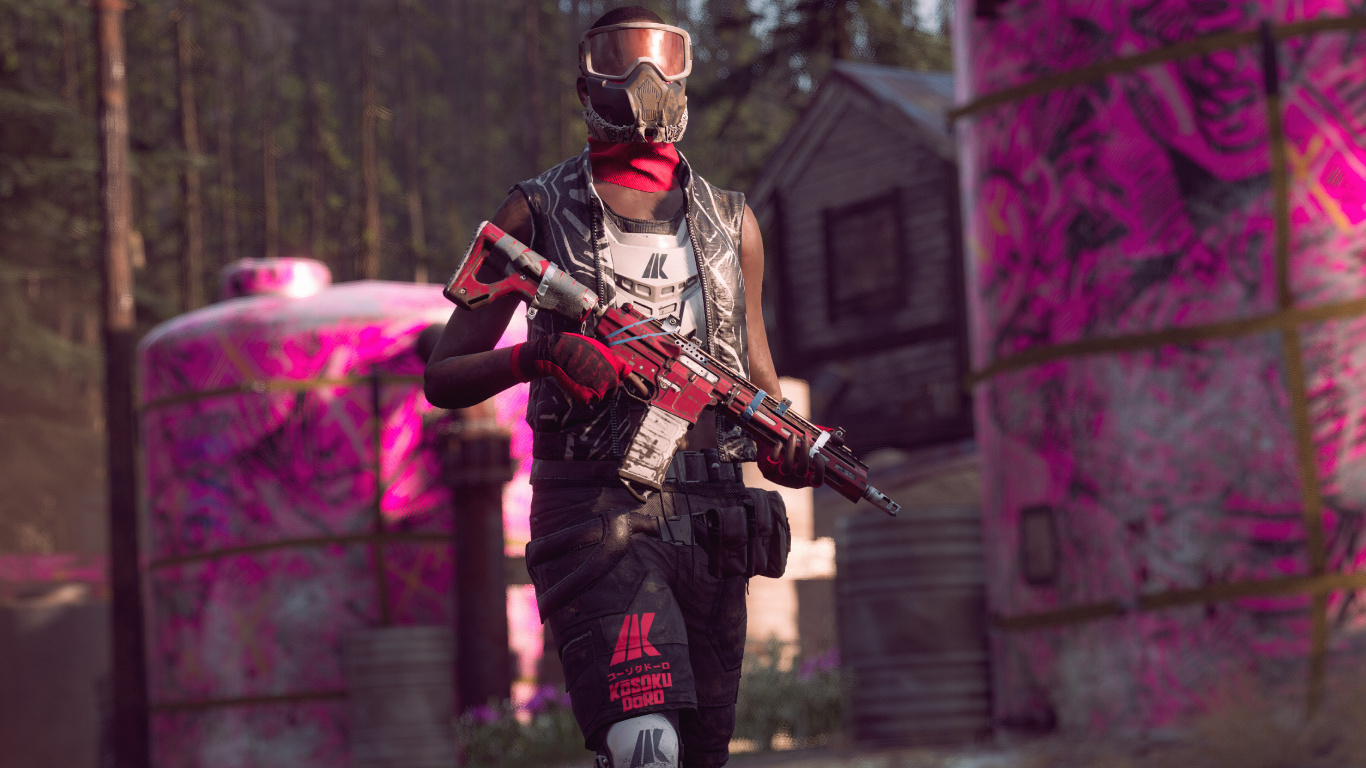 Обои Далеко Новый Рассвет, пейнтбол, игры, розовый, пейнтбольный маркер в разрешении 1366x768