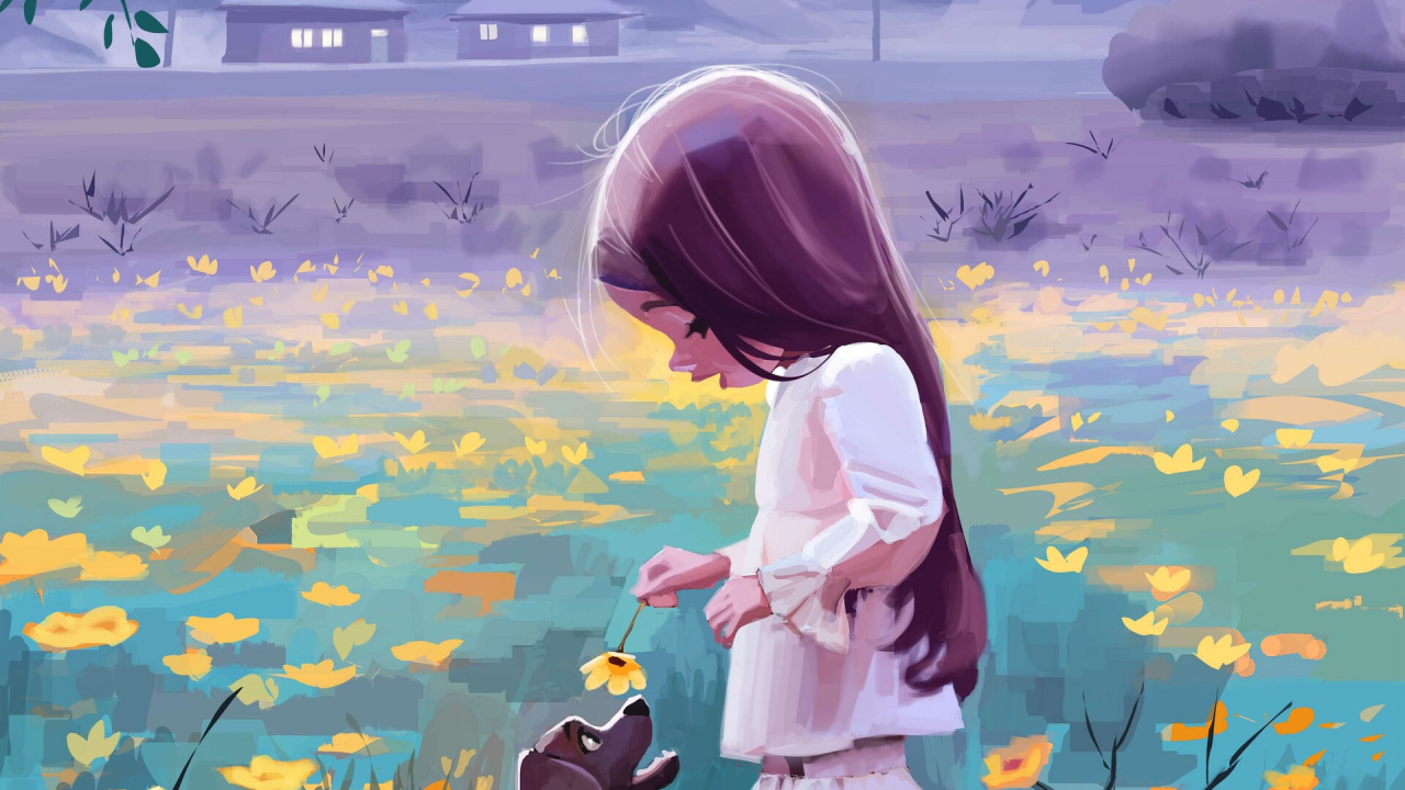 Обои арт, рисование, живопись, весна, полевой цветок в разрешении 1280x720