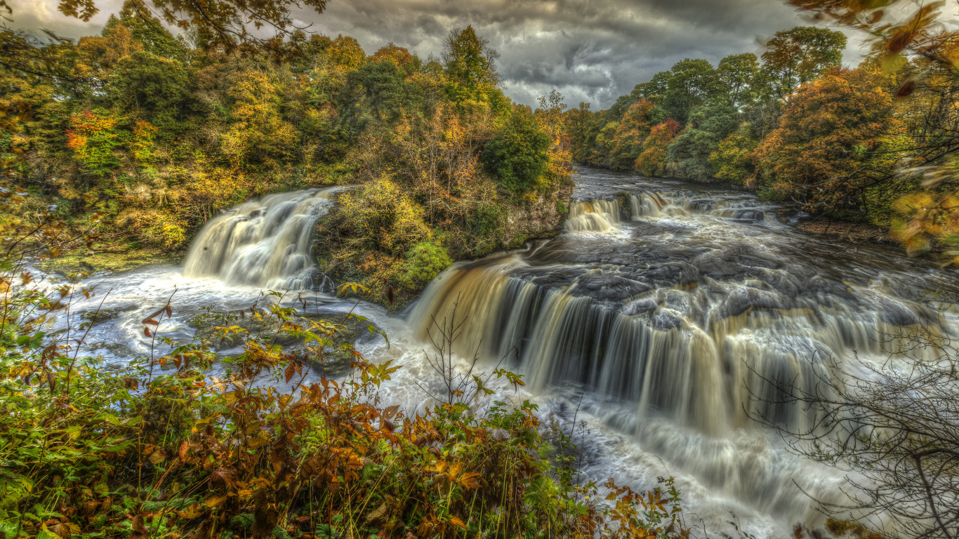 Обои водопад, природа, водоем, вода, водоток в разрешении 1366x768