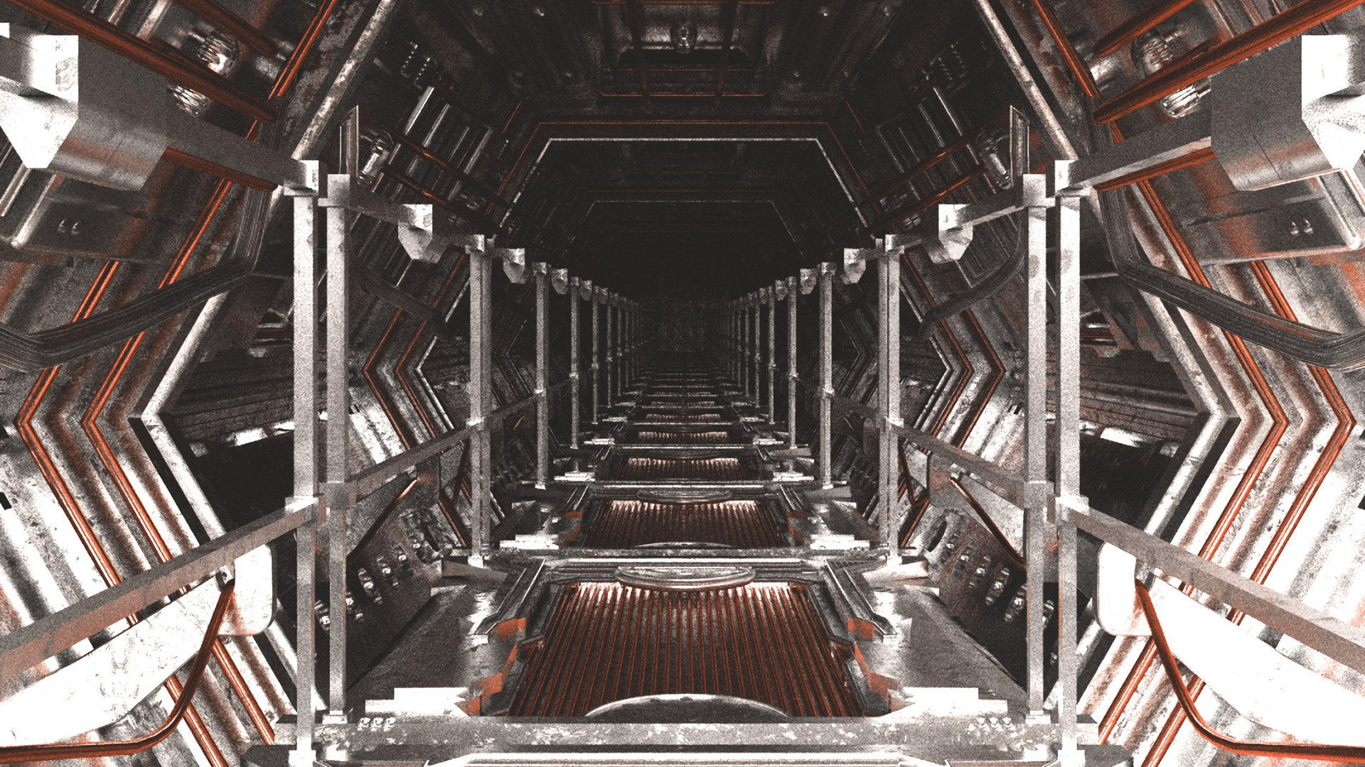 Обои здание, архитектура, симметрия, металл, сталь в разрешении 1920x1080