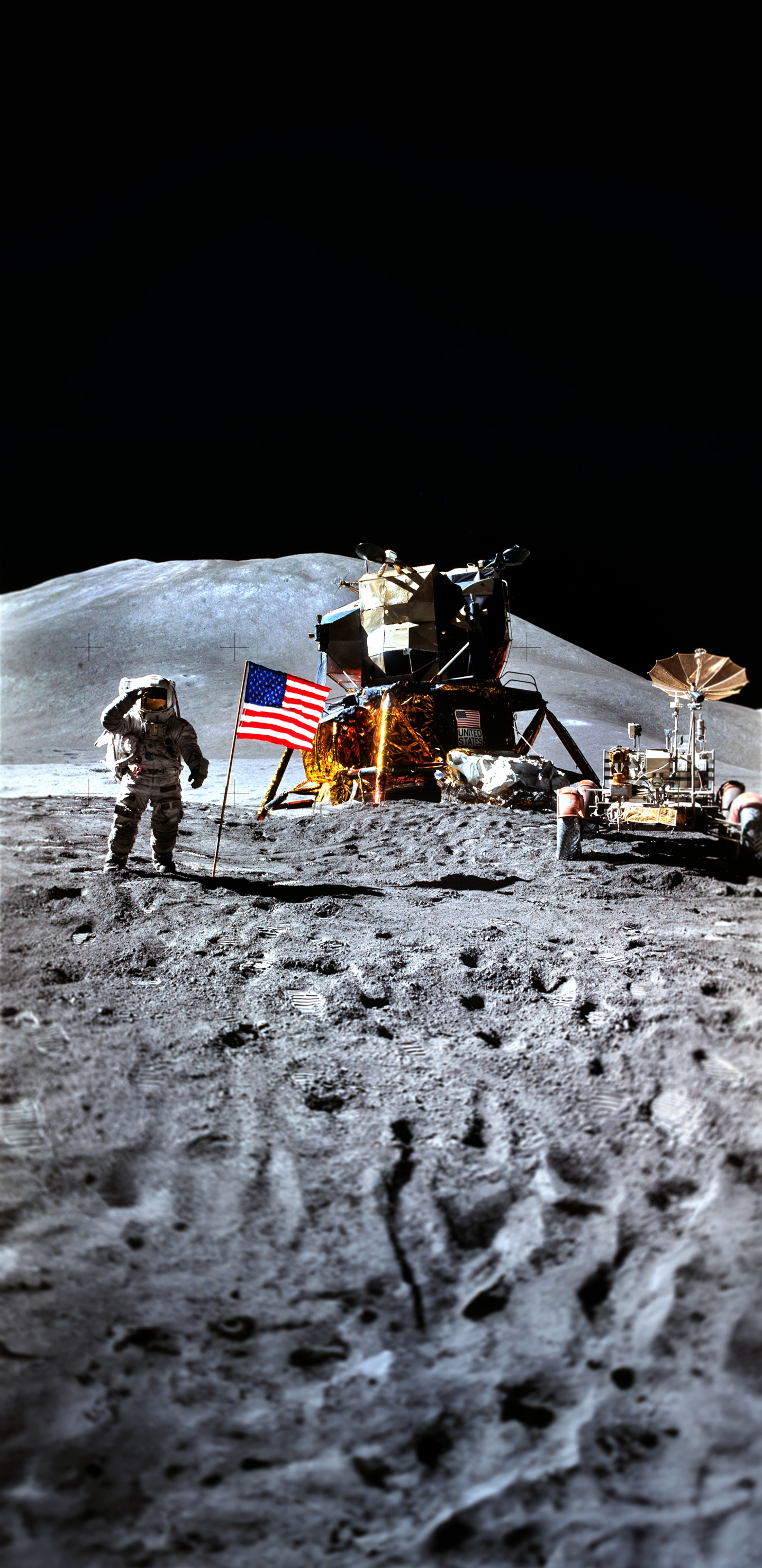Обои Джеймс Ирвин Мун, аполлон 15, астронавт, луна, НАСА в разрешении 1440x2960