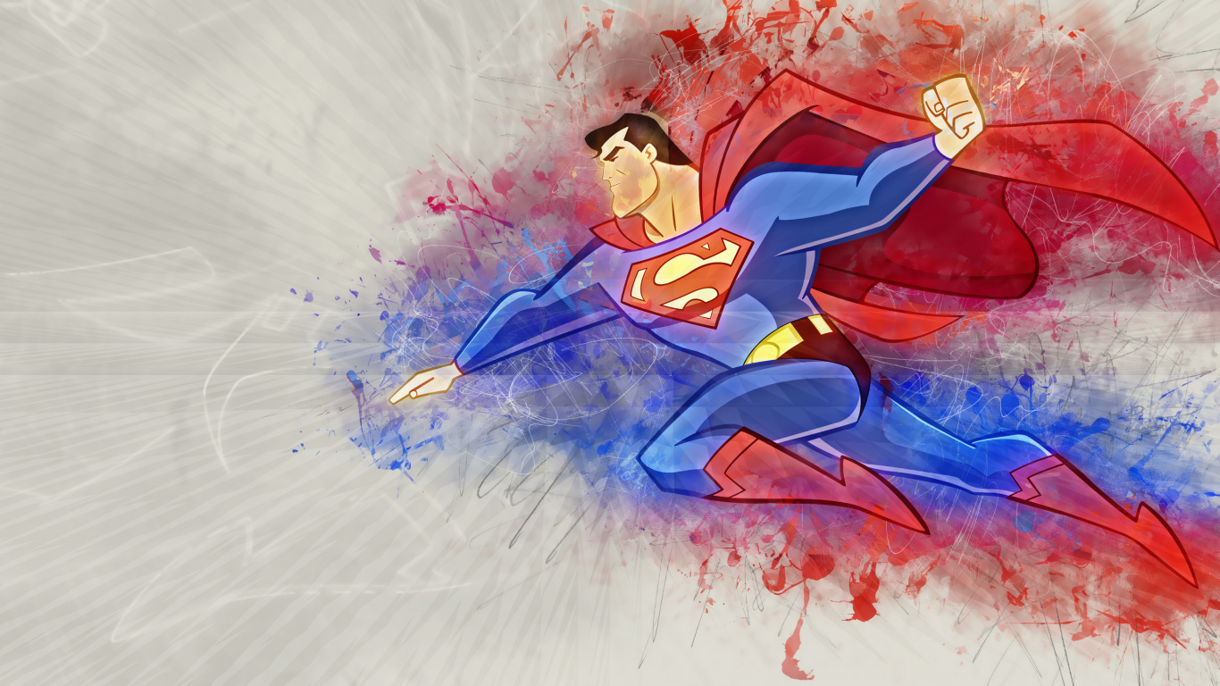 Обои живопись, Супермен, акварельная живопись, арт, иллюстрация в разрешении 1366x768