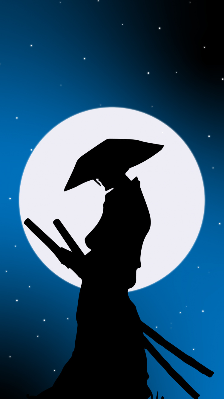 Обои Самурай, красный самурай, постер, графика, иллюстрация в разрешении 750x1334