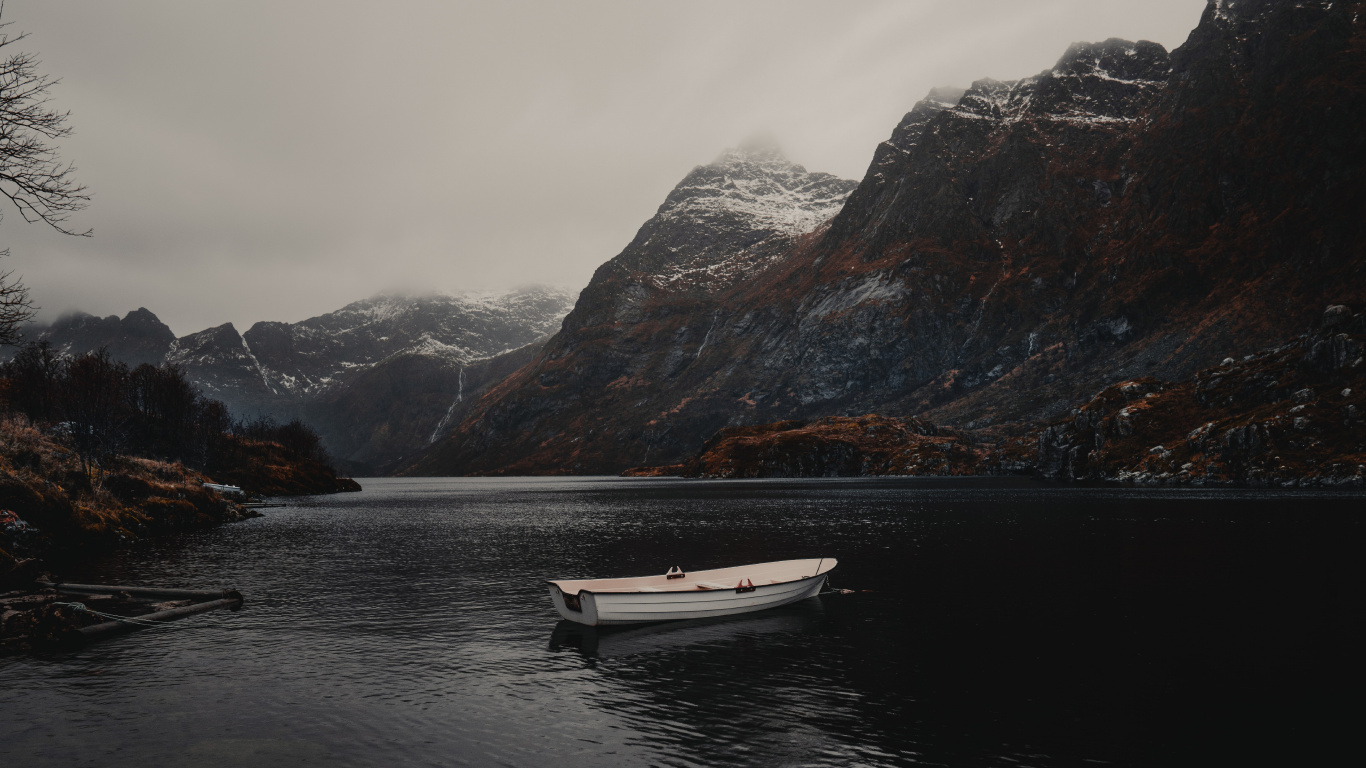 Обои нагорье, гора, фьорд, горный рельеф, озеро в разрешении 1366x768