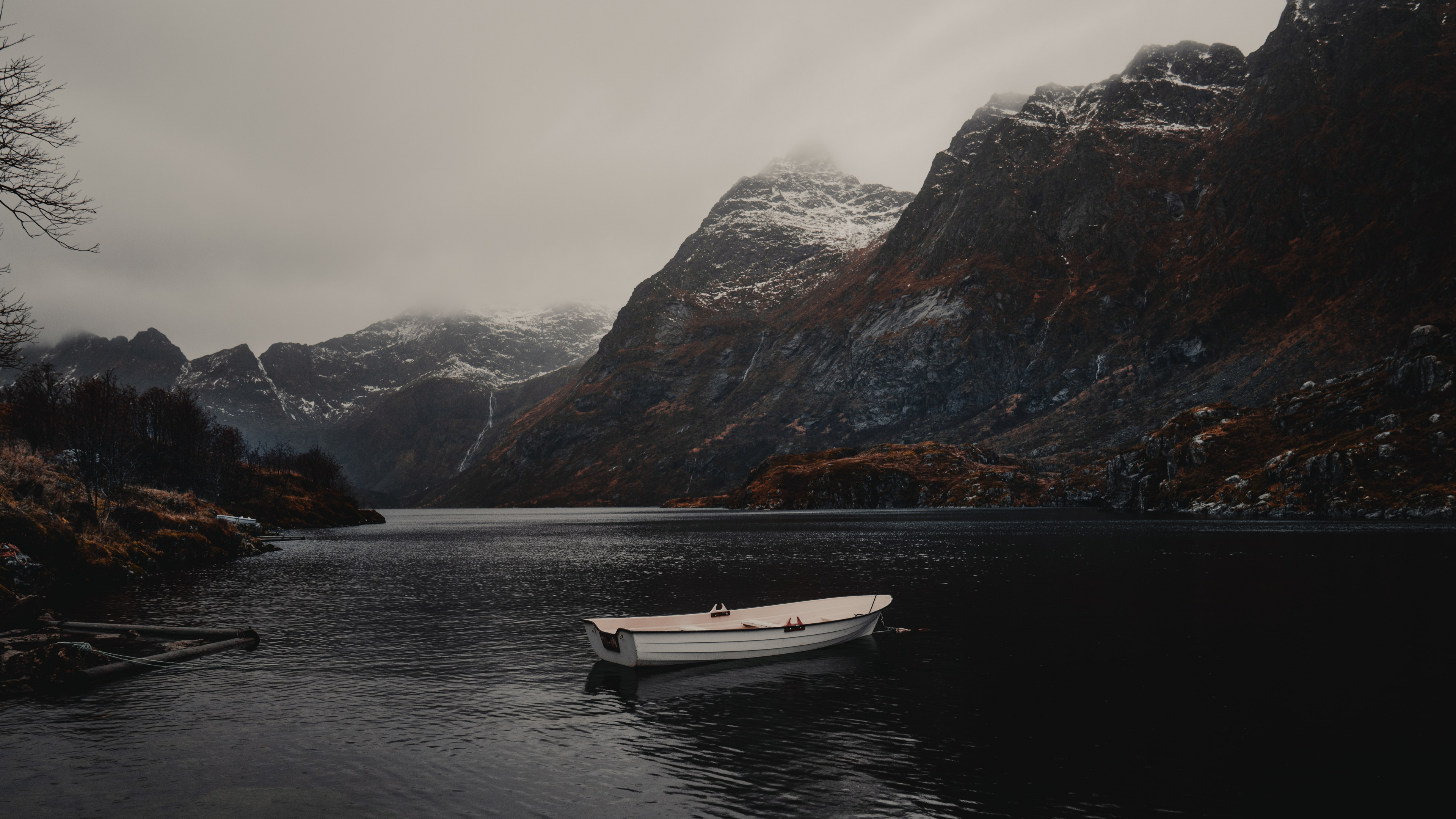 Обои нагорье, гора, фьорд, горный рельеф, озеро в разрешении 3840x2160