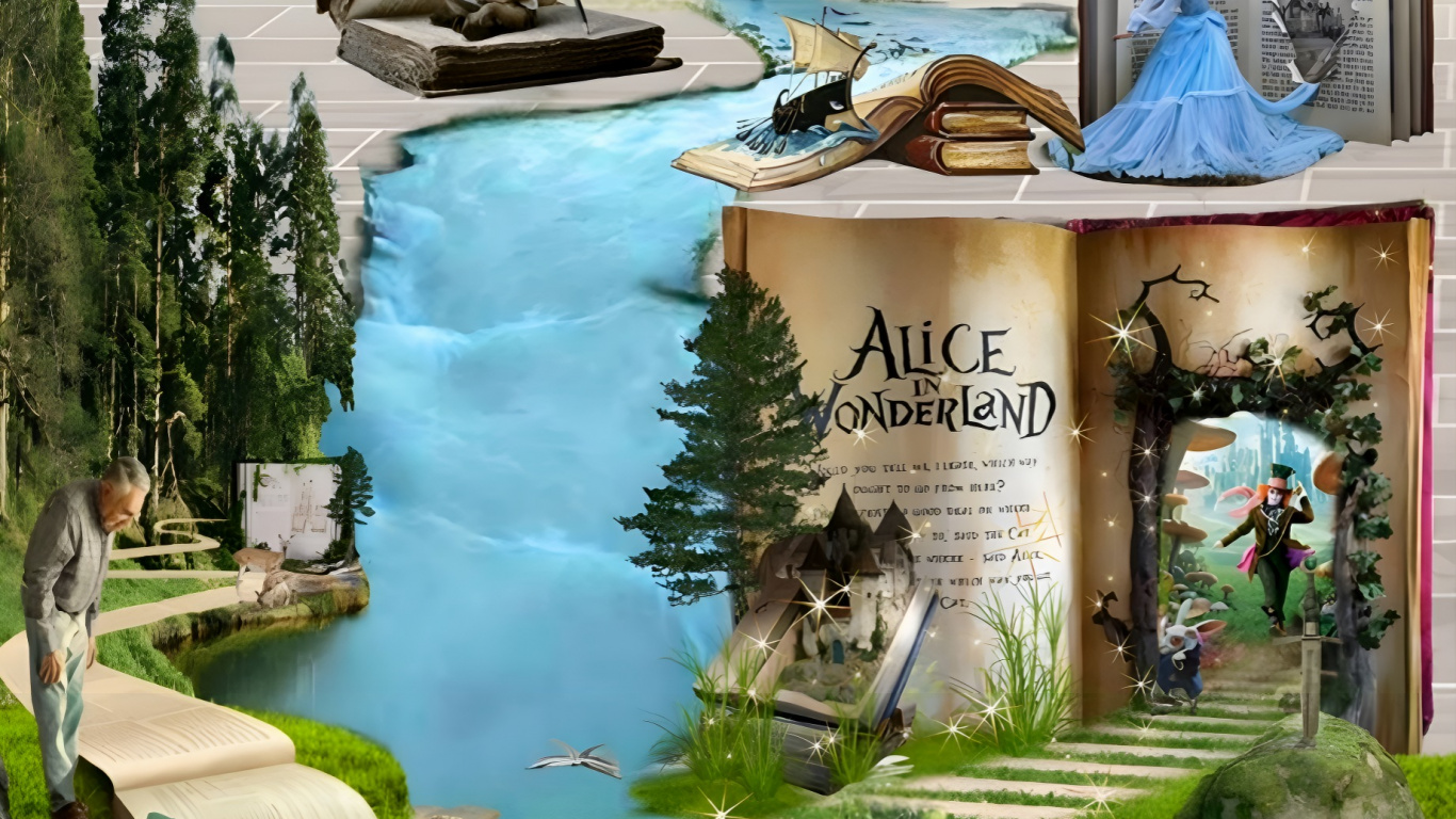 Обои книги, сказка, природа, вода, плавательный бассейн в разрешении 1366x768