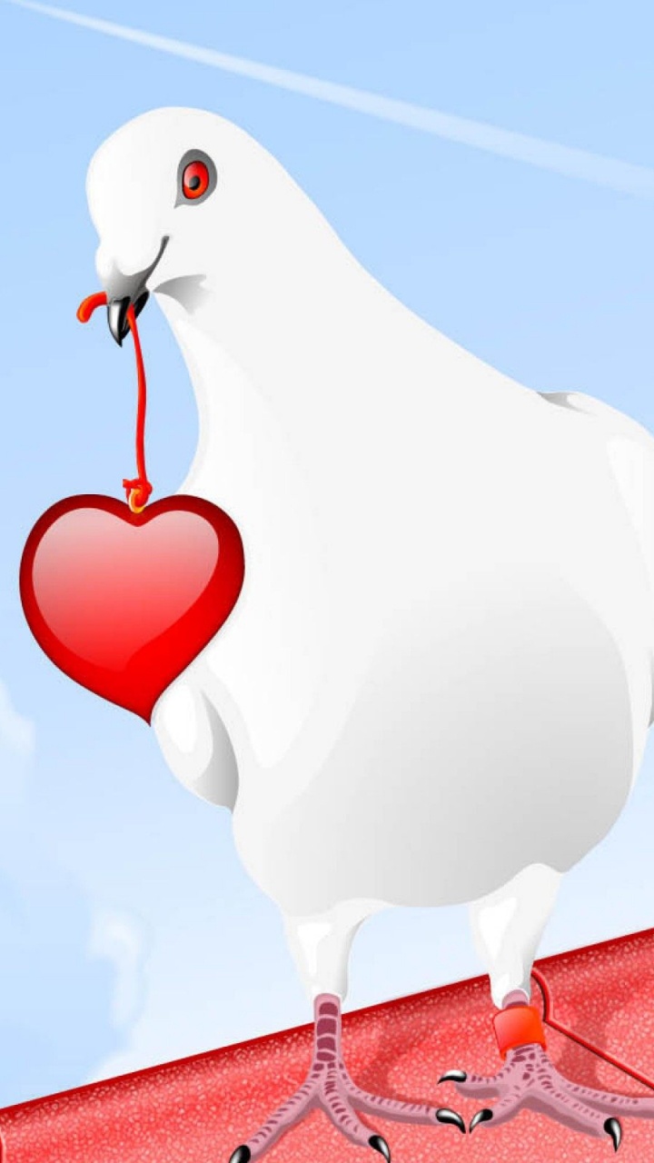 Обои сердце, птица, любовь, облако, роман в разрешении 720x1280