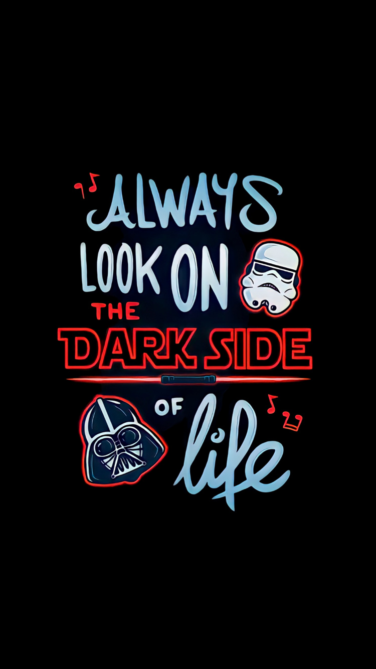 Обои постер, амолед, текст, черный, звездные войны в разрешении 750x1334