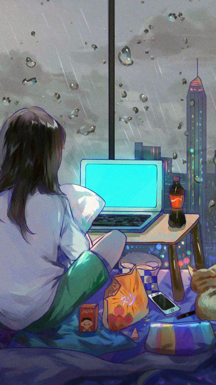 Обои аниме, иллюстрация, арт, визуальное искусство, сидящий в разрешении 750x1334