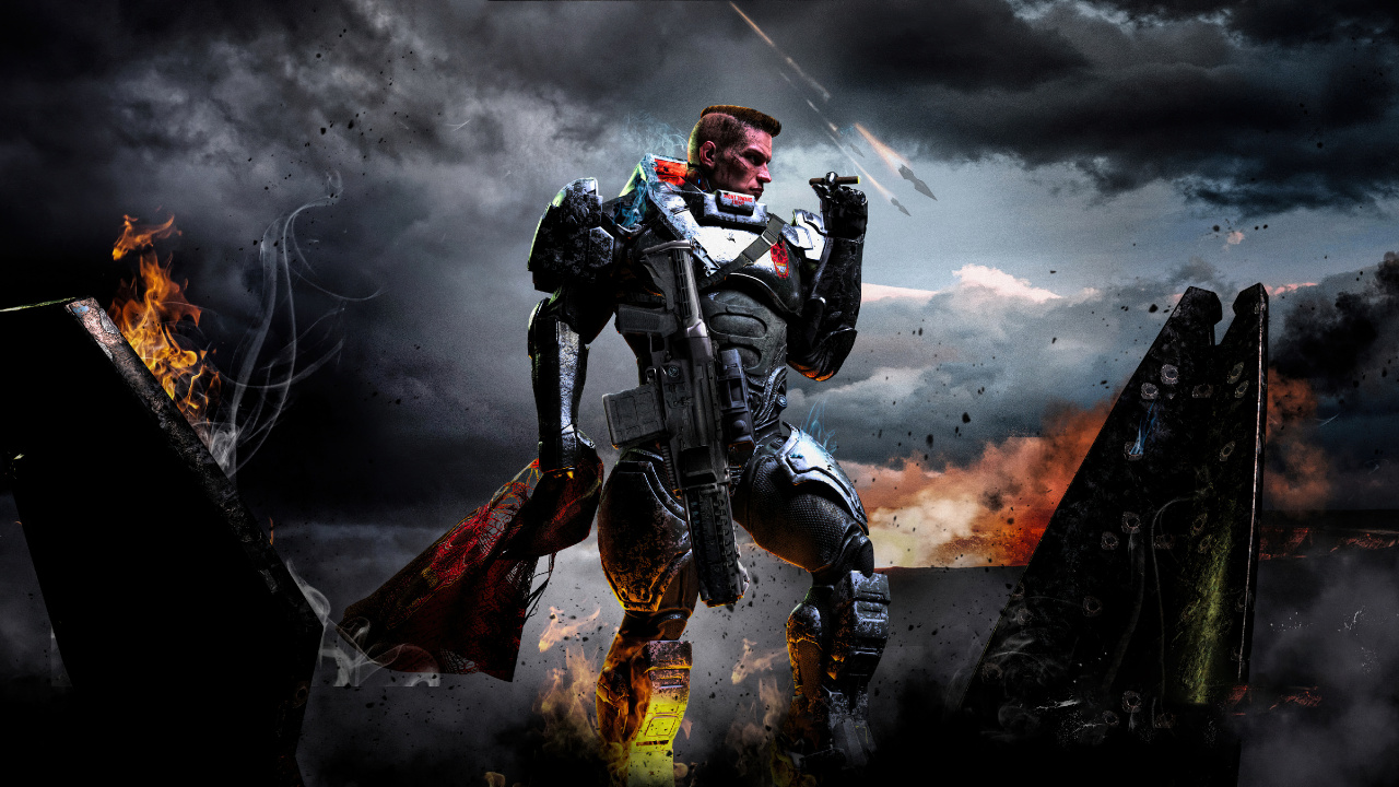 Обои Джейк Кларк, облако, каскадер, игра-боевик, гоночный в разрешении 1280x720