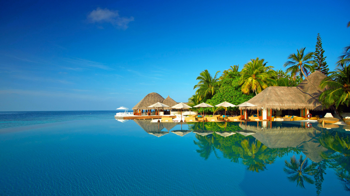 Обои Хувафен Фуши Мальдивы, прибежище, путешествие, море, тропическая зона в разрешении 1366x768