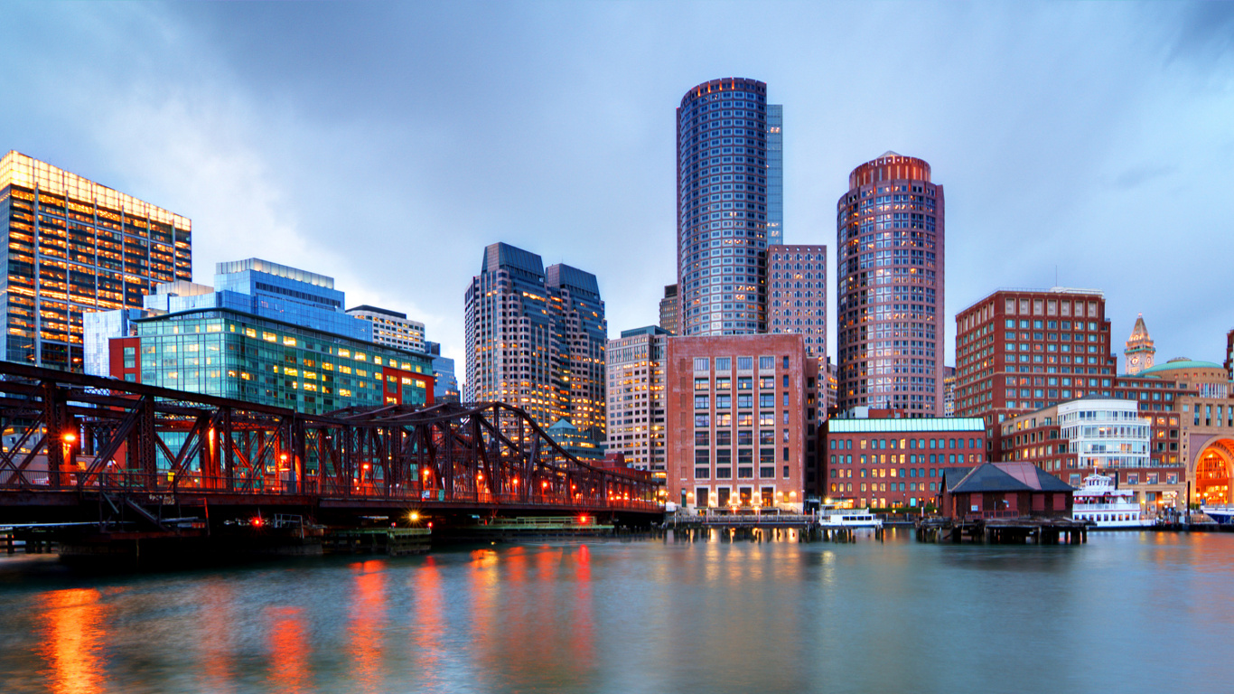 Обои город, городской пейзаж, метрополия, городской район, линия горизонта в разрешении 1366x768