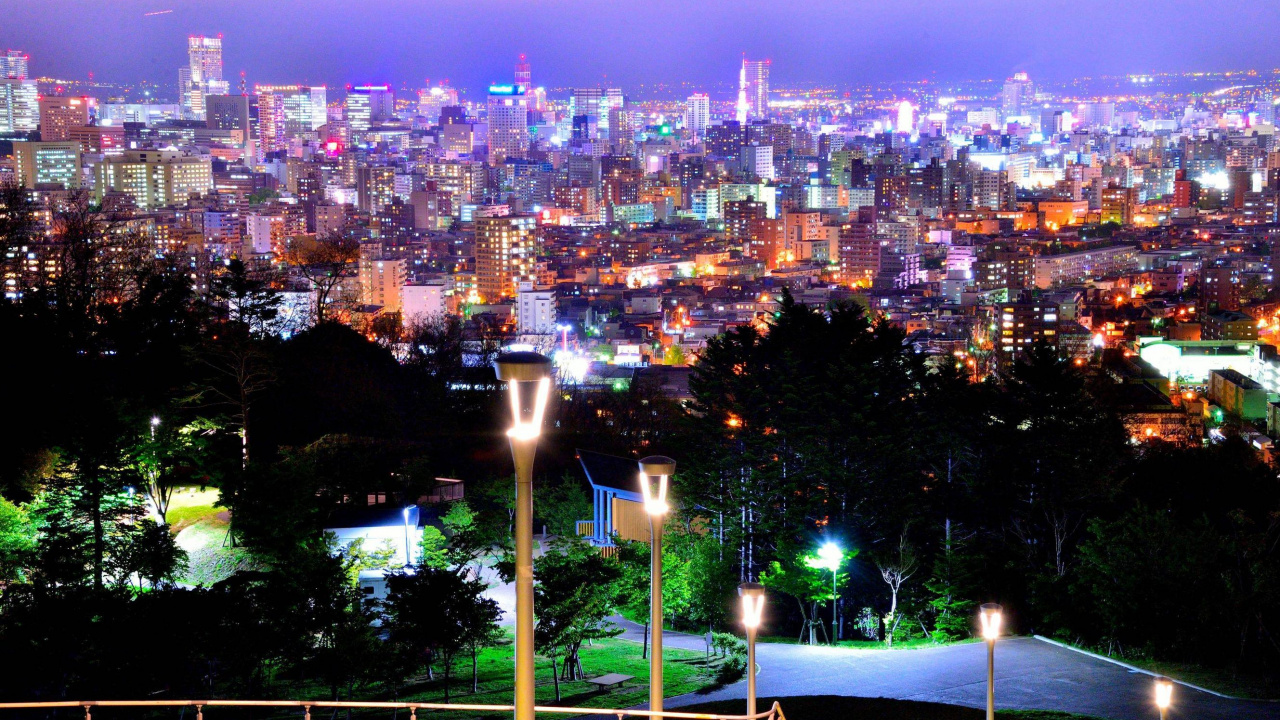 Обои Мемориальный Парк Асахияма, макросъемку, городской пейзаж, линия горизонта, городской район в разрешении 1280x720