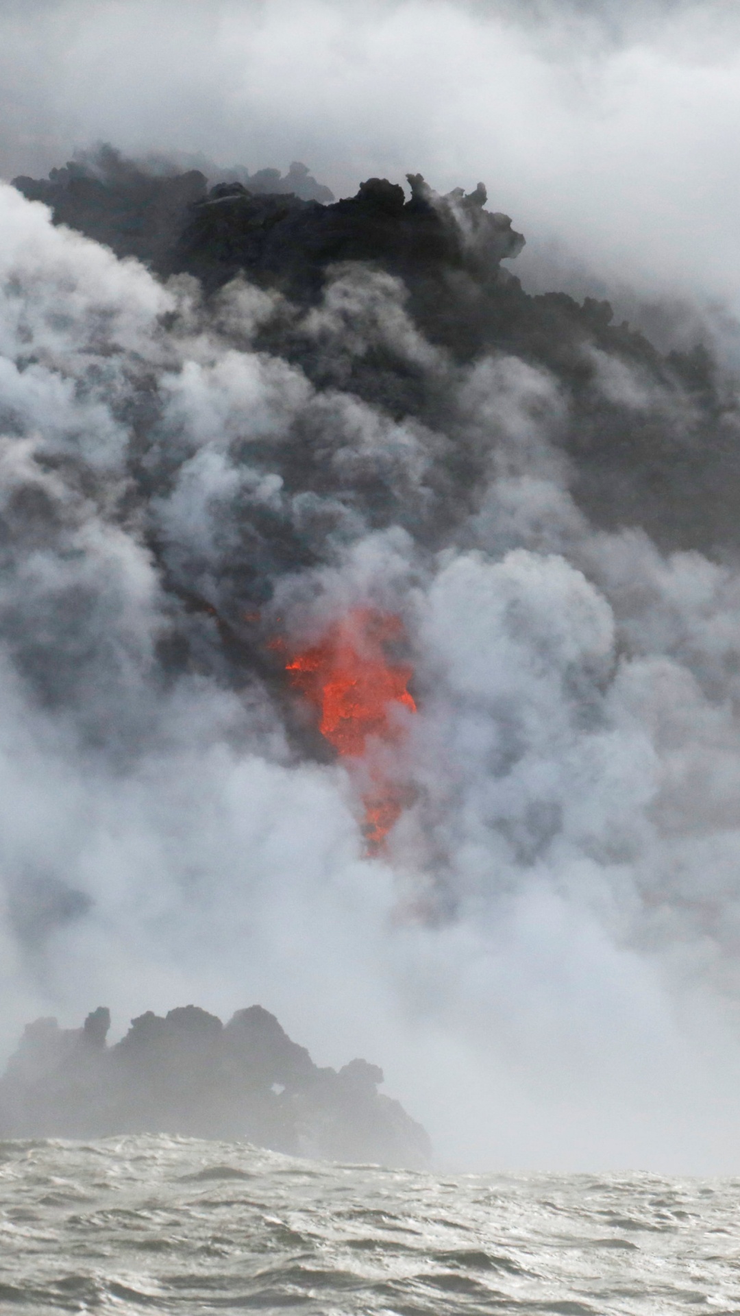 Обои вулкан, лава, ВОГ, Побездельничать, вулканического рельефа в разрешении 1080x1920