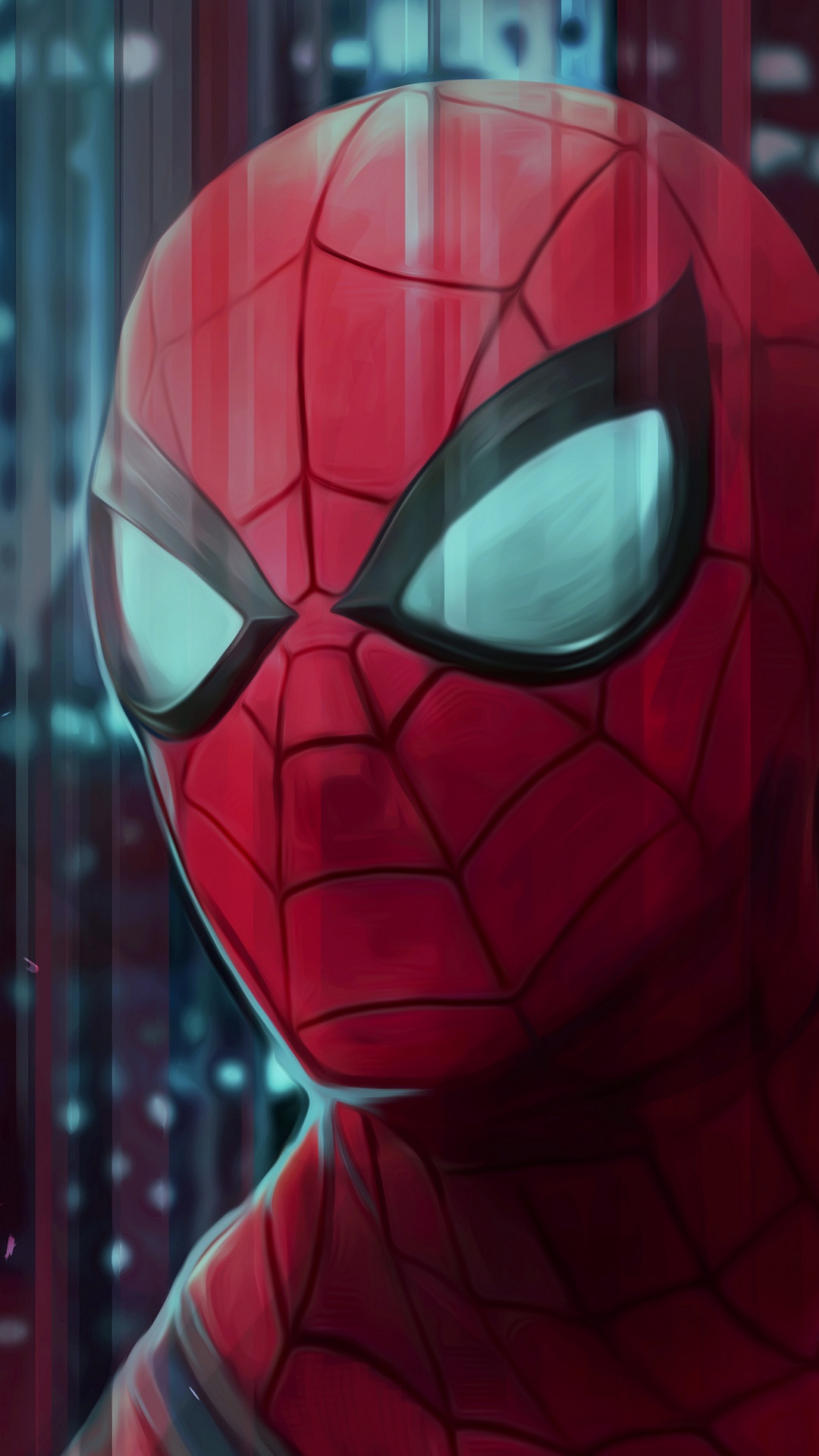 Обои человек-паук, супергерой, арт, красный цвет, иллюстрация в разрешении 1080x1920