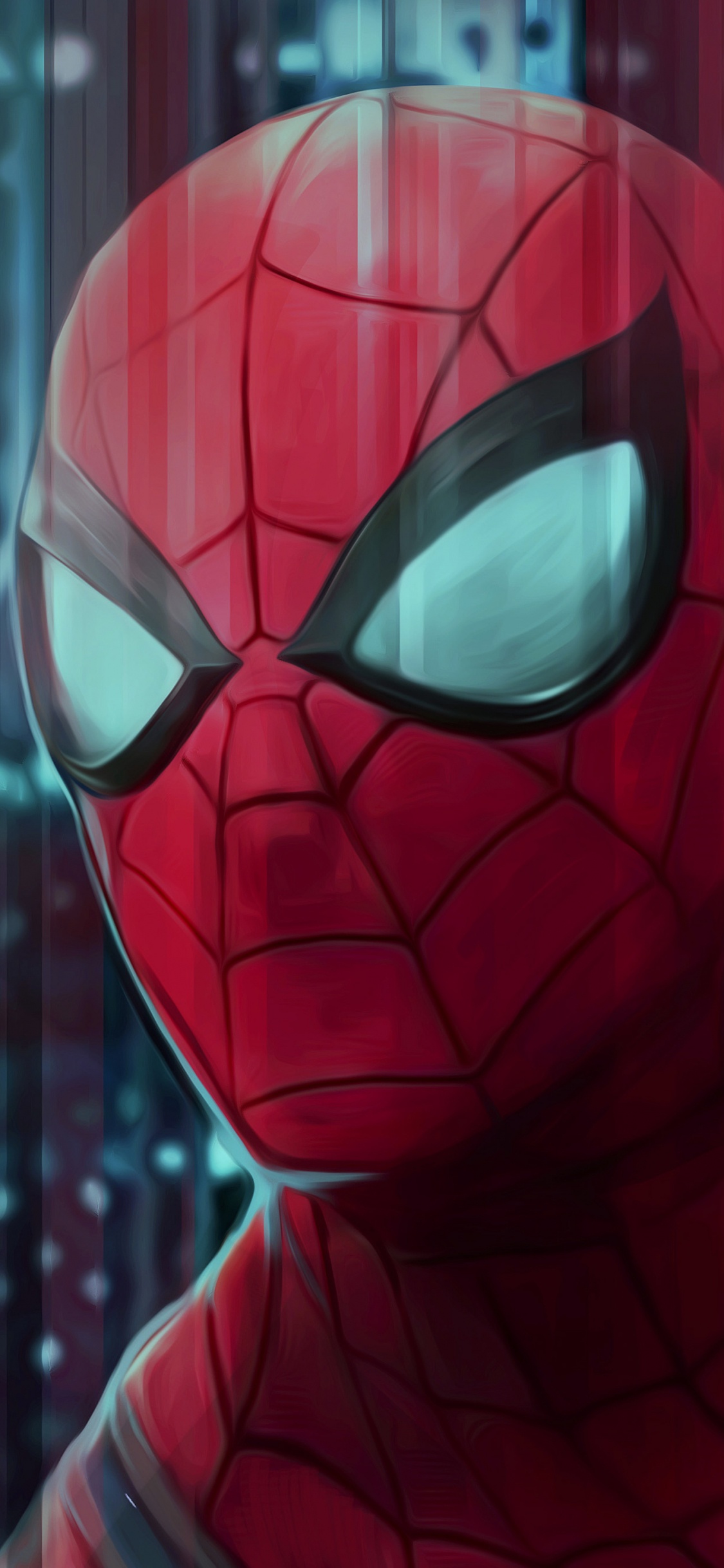 Обои человек-паук, супергерой, арт, красный цвет, иллюстрация в разрешении 1125x2436