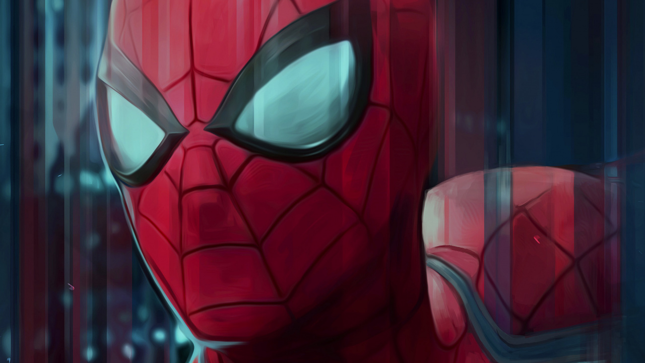 Обои человек-паук, супергерой, арт, красный цвет, иллюстрация в разрешении 1280x720
