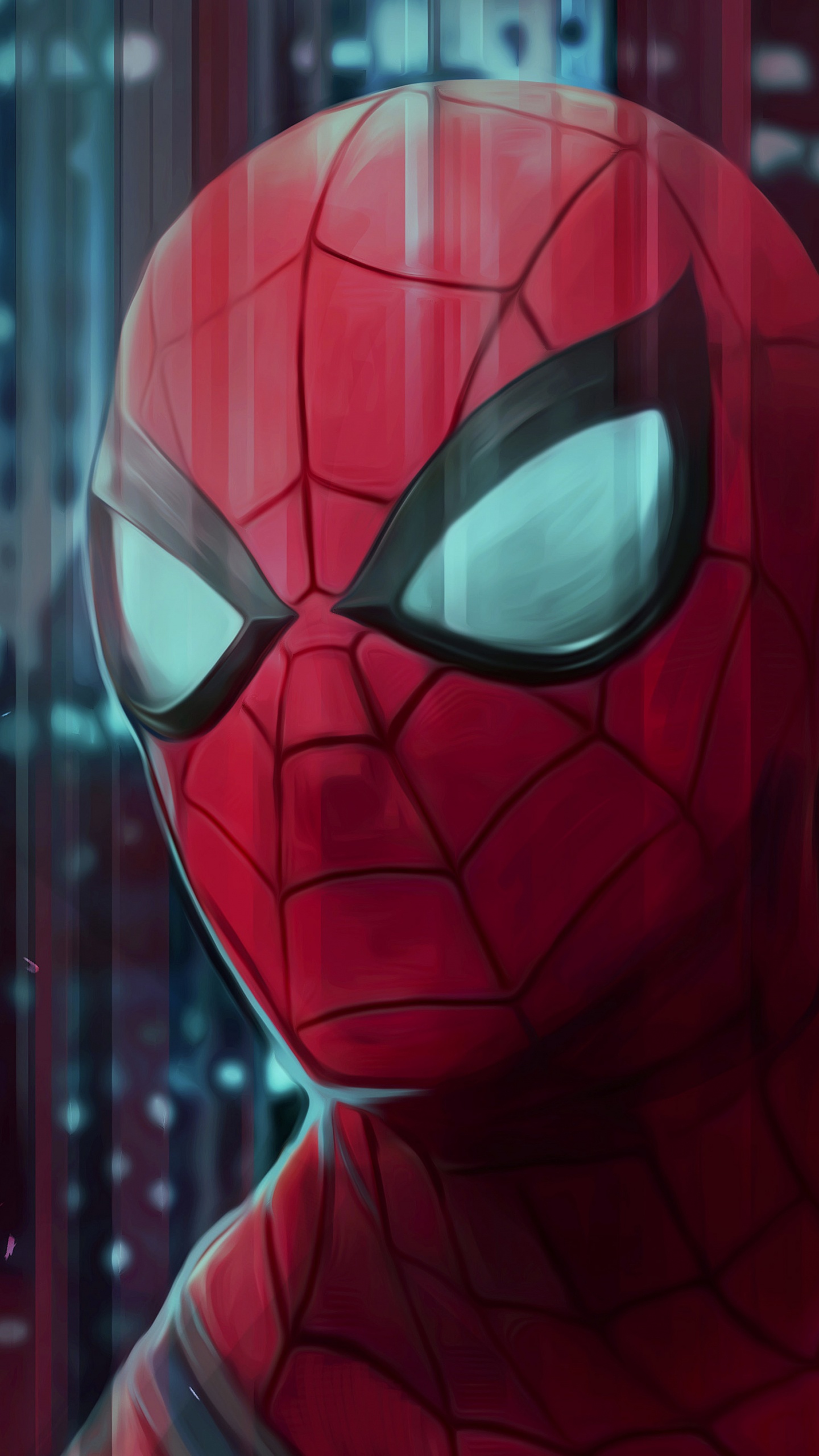 Обои человек-паук, супергерой, арт, красный цвет, иллюстрация в разрешении 1440x2560
