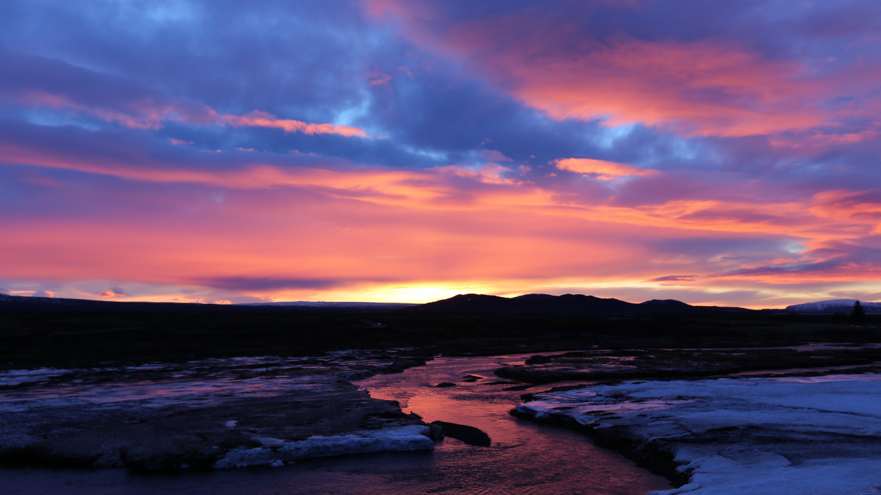 Обои рассвет, Canon, послесвечение, сумрак, вода в разрешении 1280x720