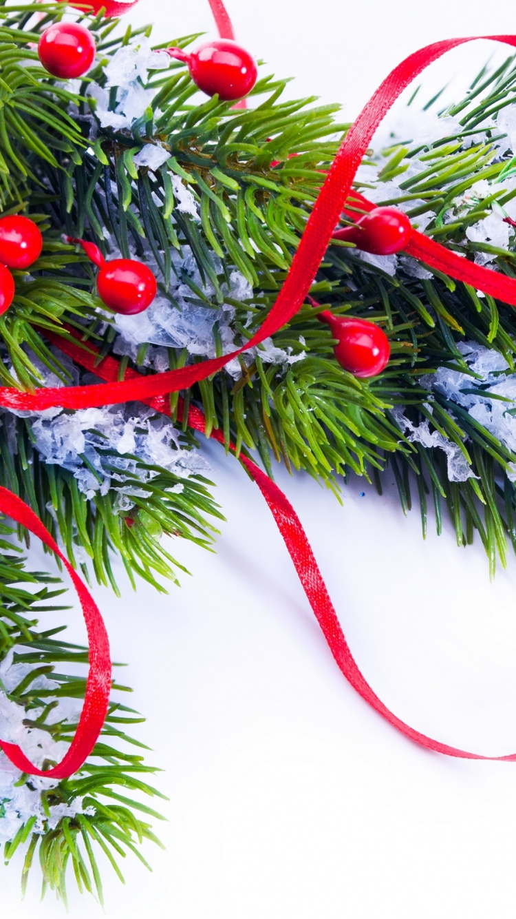 Обои Рождественский день, елка, Рождественские украшения, ветвь, дерево в разрешении 750x1334